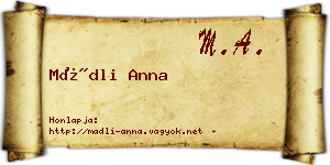 Mádli Anna névjegykártya